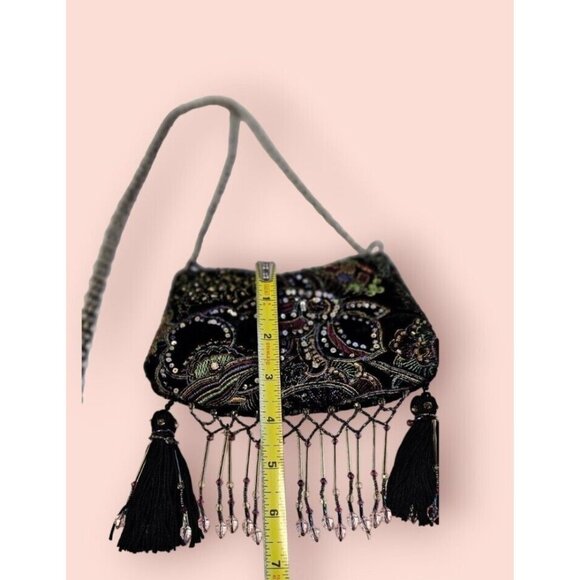 VTG Mary Frances Rhinestone Beaded EMBROIDERED Floral Evening Bag Clutch Purse - Picture 10 of 13